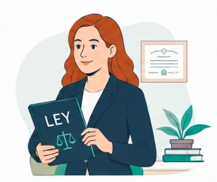 Abogada dedicada con un libro de leyes